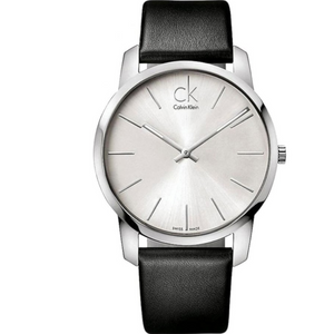 Buy Shop Calvin Klein Post Minimal Silver Dial Black Leather Strap Watch for Men - K7622185 USA Online