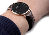 Buy Shop Daniel Wellington Classic York Black Dial Brown Leather Strap Watch For Women - DW00100140 USA Online