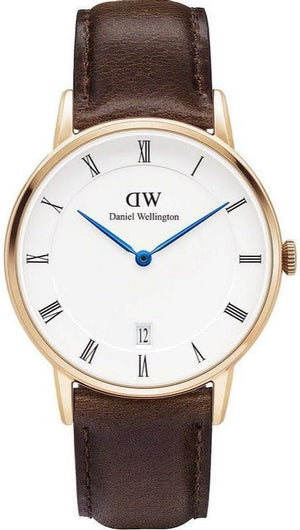 Buy Shop Daniel Wellington Dapper Bristol White Dial Brown Leather Strap Watch For Women - DW00100094 USA Online