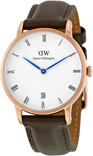 Buy Shop Daniel Wellington Dapper Bristol White Dial Brown Leather Strap Watch For Women - DW00100094 USA Online