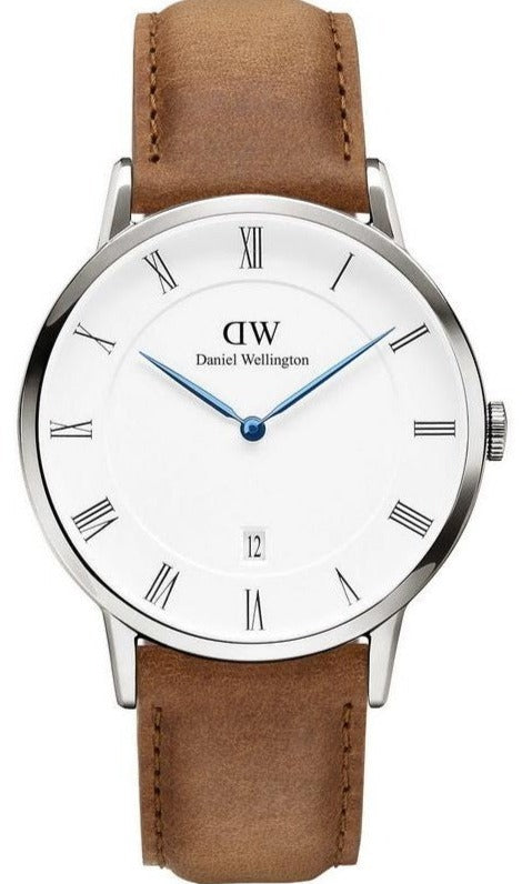 Buy Shop Daniel Wellington Dapper Durham White Dial Brown Leather Strap Watch For Men - DW00100116 USA Online
