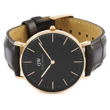 Buy Shop Daniel Wellington Classic York Black Dial Brown Leather Strap Watch For Women - DW00100140 USA Online