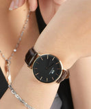 Buy Shop Daniel Wellington Classic York Black Dial Brown Leather Strap Watch For Women - DW00100140 USA Online