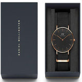 Daniel Wellington Petite Ashfield Black Dial Black Mesh Strap Watch for Women - DW00100307
