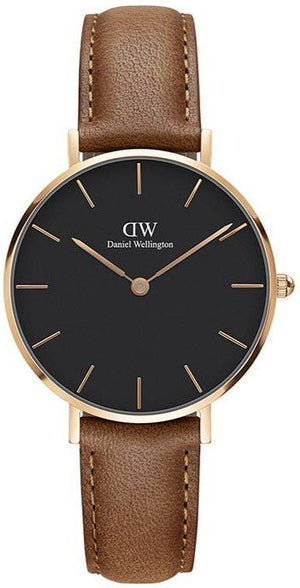 Buy Shop Daniel Wellington Classic Petite Durham Black Dial Brown Leather Strap Watch For Women - DW00100166 USA Online
