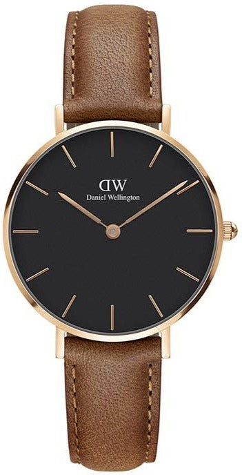 Buy Shop Daniel Wellington Classic Petite Durham Black Dial Brown Leather Strap Watch For Women - DW00100166 USA Online
