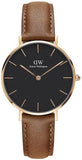 Buy Shop Daniel Wellington Classic Petite Durham Black Dial Brown Leather Strap Watch For Women - DW00100166 USA Online