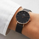 Daniel Wellington Petite Ashfield Black Dial Black Mesh Strap Watch For Women - DW00100202