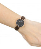 Buy Shop Daniel Wellington Classic Petite Bristol Black Dial Brown Leather Strap Watch For Women - DW00100221 USA Online