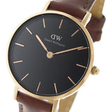Buy Shop Daniel Wellington Classic Petite St Mawes Black Dial Brown Leather Strap Watch For Women - DW00100225 USA Online