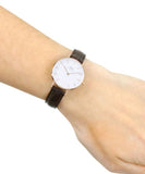 Buy Shop Daniel Wellington Classic Petite York White Dial Brown Leather Strap Watch For Women - DW00100232 USA Online