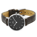 Buy Shop Daniel Wellington Classic Petite York Black Dial Brown Leather Strap Watch For Women - DW00100238 USA Online