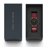 Buy Shop Daniel Wellington Classic Roselyn Black Dial Maroon Nylon Strap Watch For Women - DW00100273 USA Online