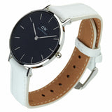 Buy Shop Daniel Wellington Classic Petite Bondi Black Dial White Leather Strap Watch For Women - DW00100284 USA Online