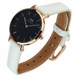Buy Shop Daniel Wellington Classic Petite Bondi Black Dial White Leather Strap Watch For Women - DW00100285 USA Online