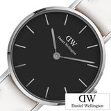 Buy Shop Daniel Wellington Classic Petite Bondi Black Dial White Leather Strap Watch for Women - DW00100286 USA Online
