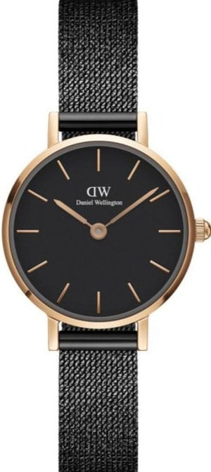 Buy Shop Daniel Wellington Classic Petite Pressed Ashfield Black Dial Black Mesh Bracelet Watch For Women - DW00100441 USA Online