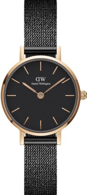 Buy Shop Daniel Wellington Classic Petite Pressed Ashfield Black Dial Black Mesh Bracelet Watch For Women - DW00100441 USA Online