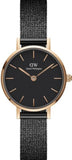 Buy Shop Daniel Wellington Classic Petite Pressed Ashfield Black Dial Black Mesh Bracelet Watch For Women - DW00100441 USA Online