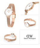 Buy Shop Daniel Wellington Petite Pressed Melrose White Dial Gold Mesh Bracelet Watch For Women - DW00100447 USA Online