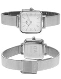Buy Shop Daniel Wellington Quadro Studio White Dial Silver Mesh Bracelet Watch For Women - DW00100521 USA Online