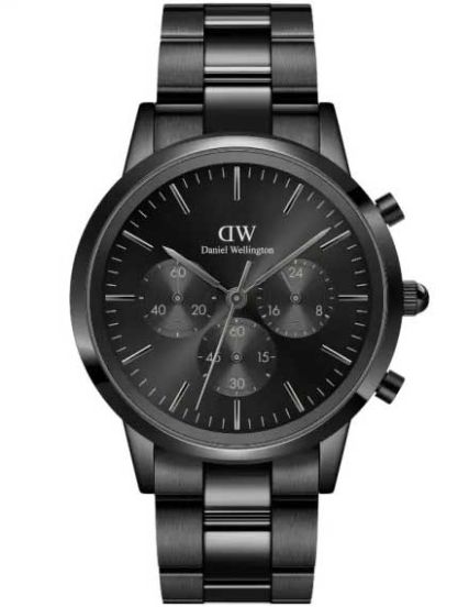 Buy Shop Daniel Wellington Iconic Chronograph Black Dial Black Steel Strap Watch For Men - DW00100642 USA Online