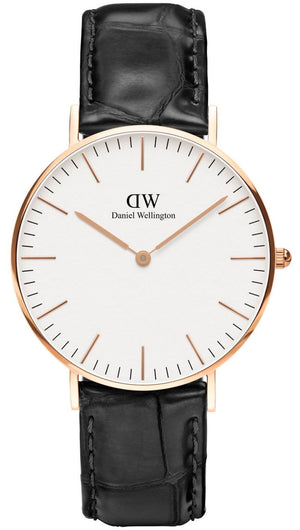 Buy Shop Daniel Wellington Classic Petite Sheffield White Dial Black Leather Strap Watch For Women - DW00100230 USA Online