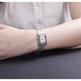 Buy Shop Guess Nouveau Diamonds Silver Dial Silver Mesh Bracelet Watch for Women - W0127L1 USA Online
