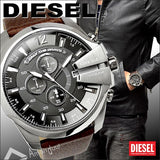 Buy Shop Diesel Mega Chief Chronograph Black Dial Brown Leather Strap Watch For Men - DZ4290 USA Online