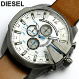 Buy Shop Diesel Mega Chief Chronograph White Dial Brown Leather Strap Watch For Men - DZ4280 USA Online
