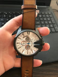 Buy Shop Diesel Mega Chief Chronograph White Dial Brown Leather Strap Watch For Men - DZ4280 USA Online