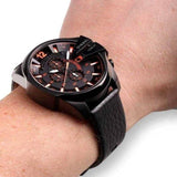 Buy Shop Diesel Mega Chief Chronograph Black Dial Black Leather Strap Watch For Men - DZ4291 USA Online