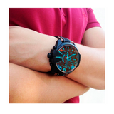 Buy Shop Diesel Mega Chief Quartz Black Dial Two Tone Leather Strap Watch For Men - DZ4305 USA Online