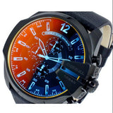 Buy Shop Diesel Mega Chief Chronograph Black Dial Black Leather Strap Watch For Men - DZ4323 USA Online