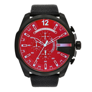 Buy Shop Diesel Mega Chief Chronograph Black Dial Black Leather Strap Watch For Men - DZ4323 USA Online