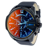 Buy Shop Diesel Mega Chief Chronograph Black Dial Black Leather Strap Watch For Men - DZ4323 USA Online
