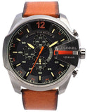 Buy Shop Diesel Mega Chief Chronograph Black Dial Brown Leather Strap Watch For Men - DZ4343 USA Online
