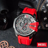 Buy Shop Diesel Mega Chief Chronograph Black Dial Red Silicone Strap Watch For Men - DZ4427 USA Online