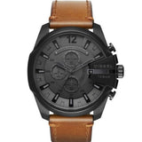 Diesel Mega Chief Grey Dial Brown Leather Strap Watch For Men - DZ4463