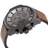 Diesel Mega Chief Grey Dial Brown Leather Strap Watch For Men - DZ4463