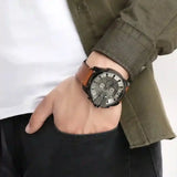 Diesel Mega Chief Grey Dial Brown Leather Strap Watch For Men - DZ4463