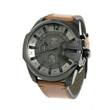 Diesel Mega Chief Grey Dial Brown Leather Strap Watch For Men - DZ4463