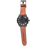 Diesel Mega Chief Grey Dial Brown Leather Strap Watch For Men - DZ4463