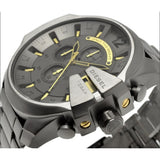 Diesel Mega Chief Chronograph Grey Dial Grey Steel Strap Watch For Men - DZ4466