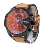 Buy Shop Diesel Mega Chief Chronograph Black Dial Brown Leather Strap Watch For Men - DZ4476 USA Online