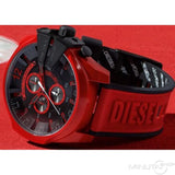 Buy Shop Diesel Mega Chief Chronograph Black Dial Red Rubber Strap Watch For Men - DZ4526 USA Online