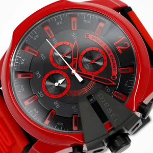 Buy Shop Diesel Mega Chief Chronograph Black Dial Red Rubber Strap Watch For Men - DZ4526 USA Online