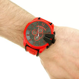 Buy Shop Diesel Mega Chief Chronograph Black Dial Red Rubber Strap Watch For Men - DZ4526 USA Online