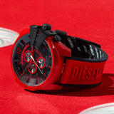 Buy Shop Diesel Mega Chief Chronograph Black Dial Red Rubber Strap Watch For Men - DZ4526 USA Online