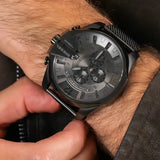 Buy Shop Diesel Mega Chief Chronograph Black Dial Black Mesh Strap Watch For Men - DZ4527 USA Online
